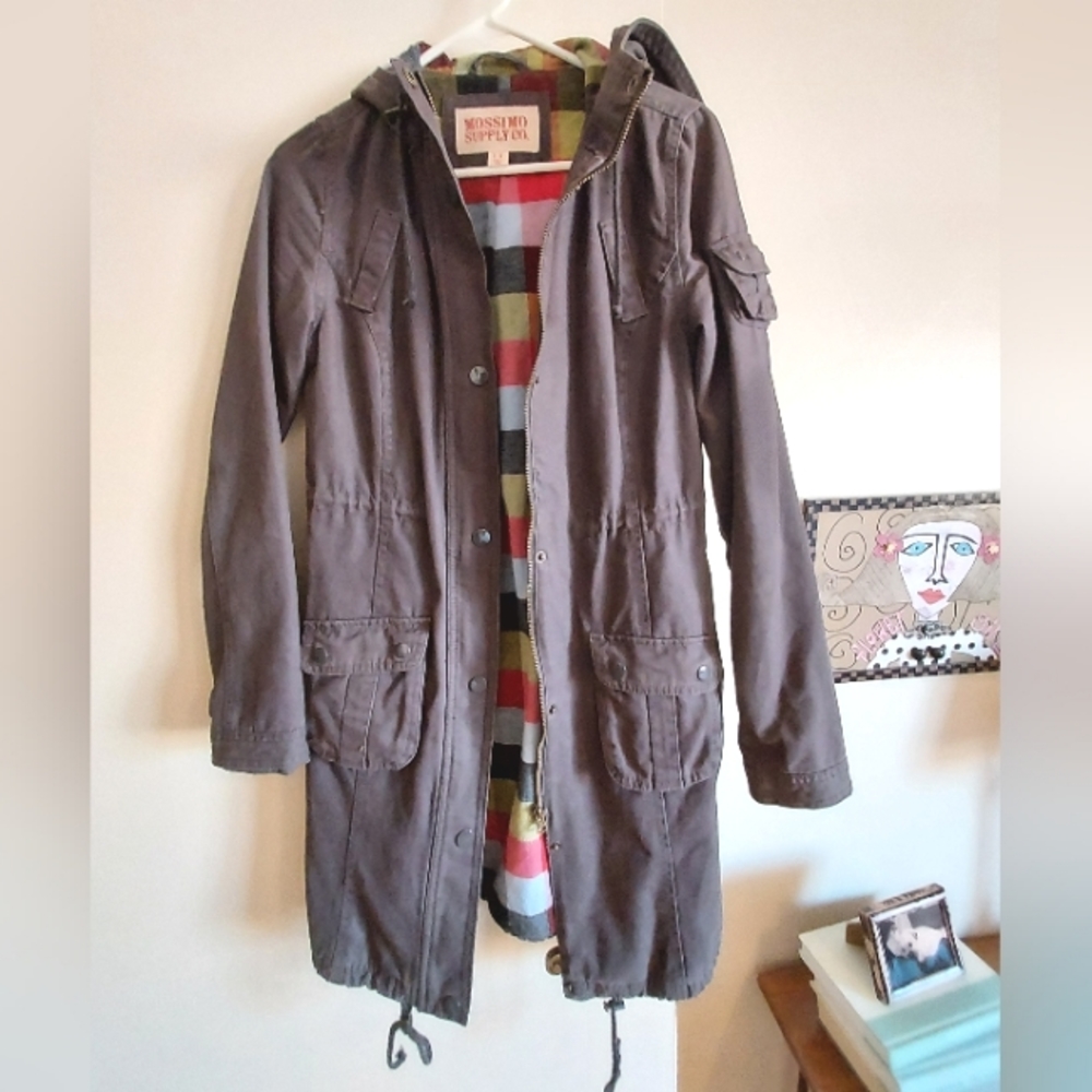 Women's utility car coat Mossimo Supply Co small, Navy hooded jacket